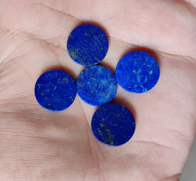 5 Pcs, Natural Lapis Lazuli Round Flat Calibrated Cabochons For Jewelry Making, Blue Lapis Flat Disc Cabochon All Size Available,Easter gift