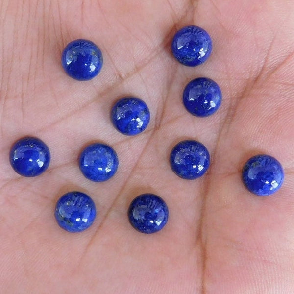 Blue Lapis Lazuli Round Shape Calibrated Cabochons For Jewelry Making, Blue Lapis Custom Cut flat-back Cabochons All Size Available, 1 Pc