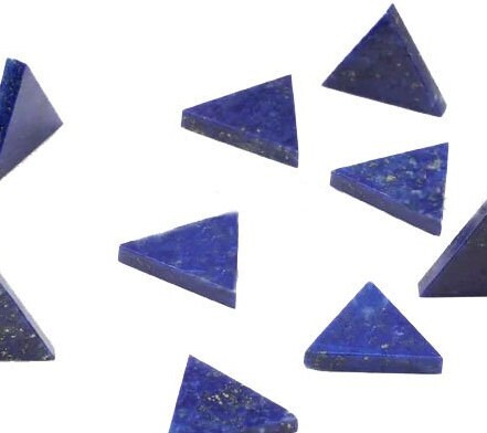 2 Pcs Natural Lapis Lazuli Triangle Flat Calibrated Cabochons for Jewelry Making, Blue Lapis Flat Triangle Cabochon All Size Available