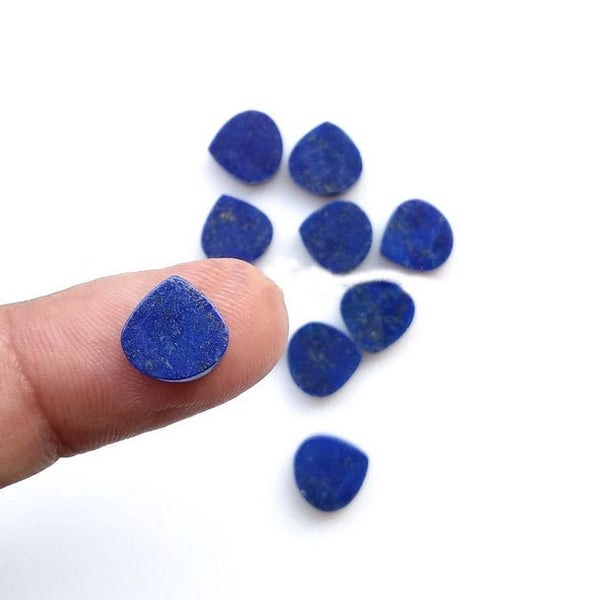 2pcs set Natural Blue Lapis Lazuli Heart Shape Flat Gemstone, September Birthstone, Blue Lapis Lazuli Heart Shape Flat All Sizes Available