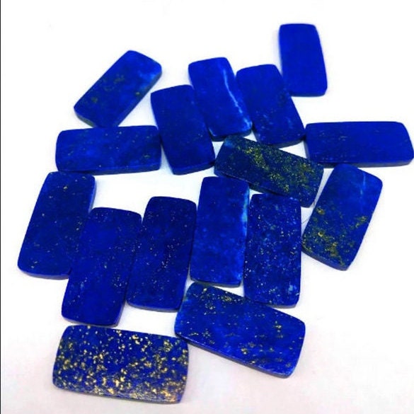 2pcs set Flat Natural Blue Lapis Lazuli long rectangle Shape Flat Gemstone, Blue Lapis Lazuli long rectangle Shape Flat All Sizes Available
