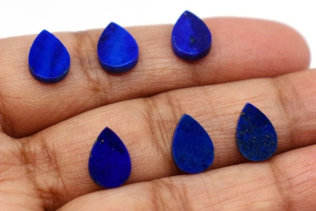 5 Pcs Flat Natural Blue Lapis Lazuli Pear Shape Flat Gemstone, Blue Lapis Lazuli Pear Shape Flat All Sizes Available, September Birthstone