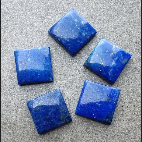 2 pcs Set Flat Natural Blue Lapis Lazuli Square Shape Cabochon Gemstone For DIY Jewelry Making All Sizes Available, September Birthstone