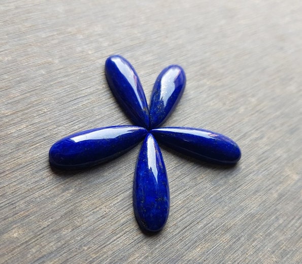 2pcs Natural Blue Lapis Lazuli Long Pear Shape Cabochon Gemstone, Blue Lapis Lazuli Long Pear Shape cabochon All Sizes Available
