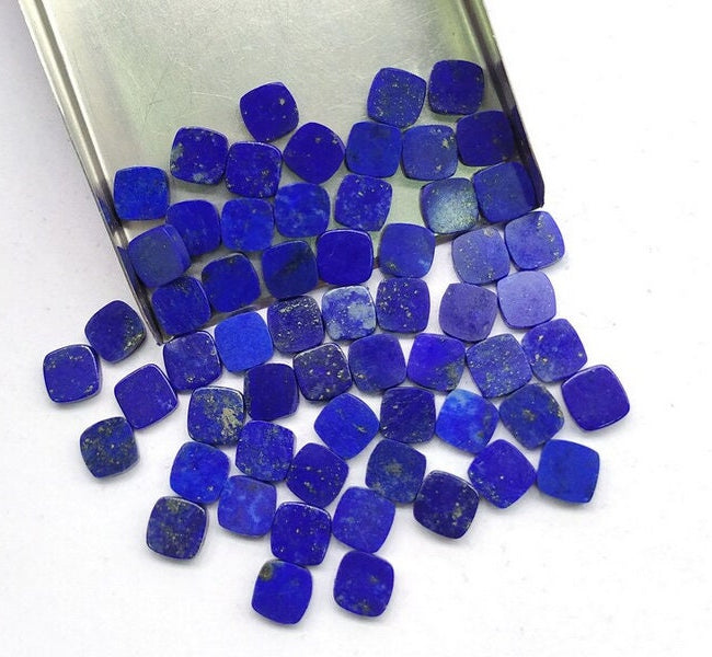 2 pcs Set, Flat Natural Blue Lapis Lazuli Cushion Shape Gemstone, September Birthstone, Lapis lazuli for DIY Jewelry Making All Sizes, Gift