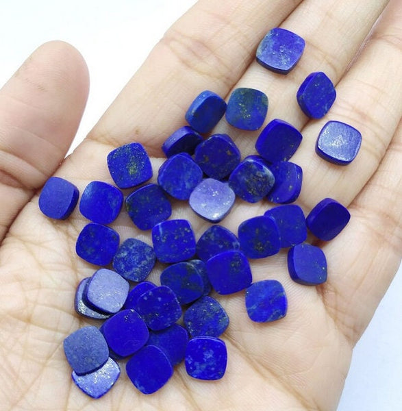 2 pcs Set, Flat Natural Blue Lapis Lazuli Cushion Shape Gemstone, September Birthstone, Lapis lazuli for DIY Jewelry Making All Sizes, Gift