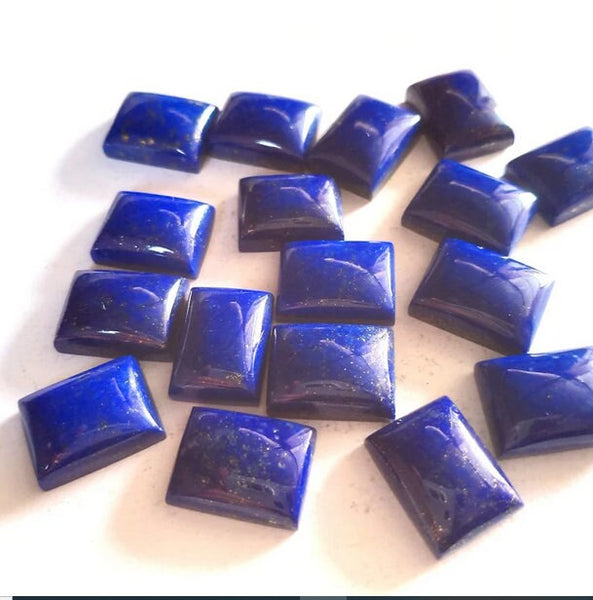 2pcs Natural Blue Lapis Lazuli Rectangle Shape Flat Back Cabochon Gemstone, Blue Lapis Lazuli Jewelry Making Gemstone, All Sizes Available
