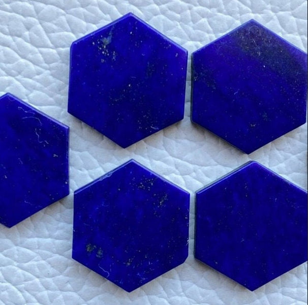 5 pcs Set Flat Natural Blue Lapis Lazuli Hexagon Shape Flat Gemstone For DIY Jewelry Making All Sizes Available, September Birthstone, Gift