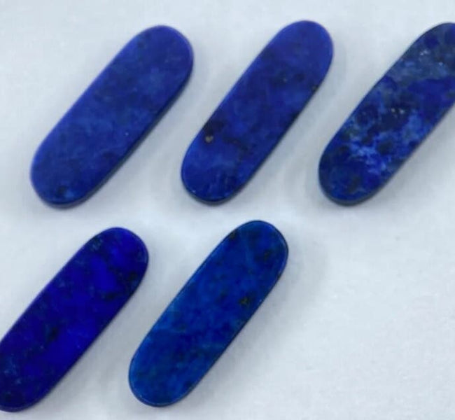 2 Pcs Flat Natural Blue Lapis Lazuli Long Oval Shape Flat Gemstone, Blue Lapis Lazuli Long Oval Shape Flat All Sizes Available, Gift for her