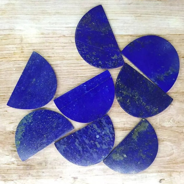 5 Pcs Set Natural Flat Blue Lapis Lazuli Half-Moon Shape Flat Gemstone, Blue Lapis Lazuli Half-Moon Shape Flat All Sizes, Easter Gift