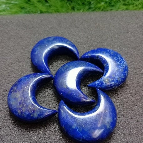 2 Pcs Set Natural Blue Lapis Lazuli Crescent Moon Shape Cabochon Gemstone For DIY Jewelry Making All Sizes Available, September Birthstone