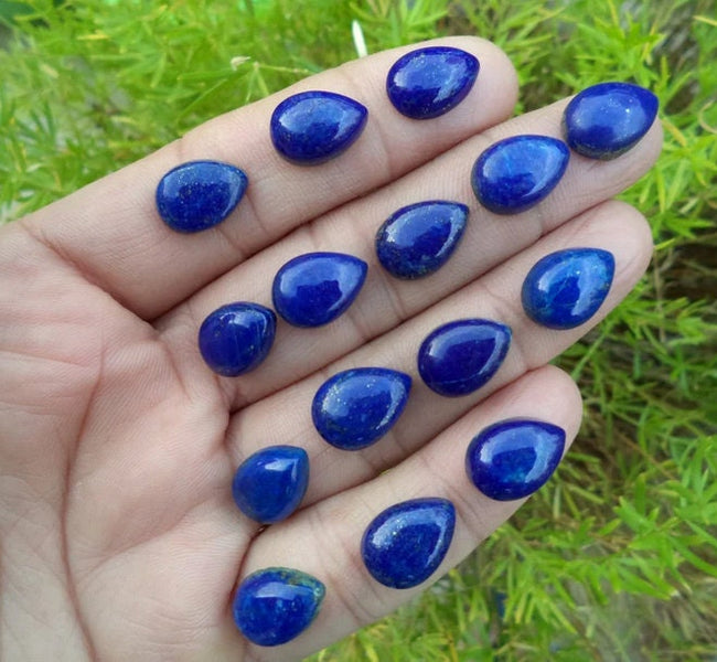 2pcs Natural Blue Lapis Lazuli Pear Shape Cabochon Gemstone, Blue Lapis Lazuli Pear Shape cabochon All Sizes Available