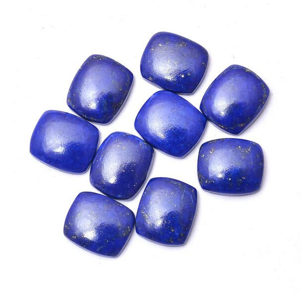 2 pcs Set Flat Natural Blue Lapis Lazuli Cushion Shape cabochon Gemstone For DIY Jewelry Making, Flat Back Cushion All Sizes Available