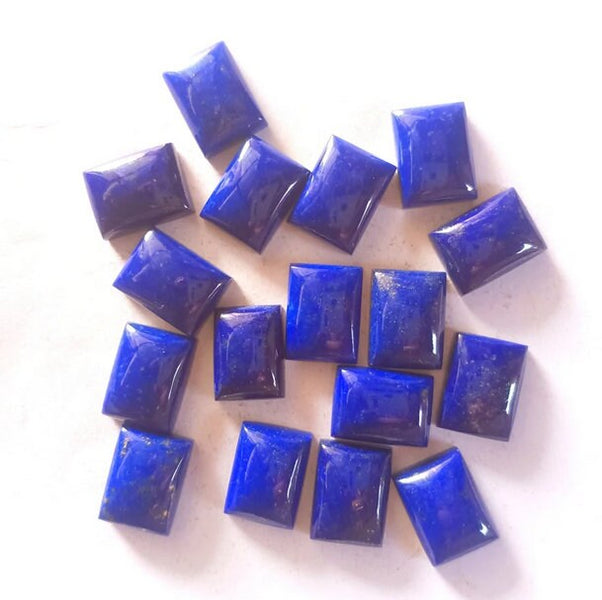 2pcs Natural Blue Lapis Lazuli Rectangle Shape Flat Back Cabochon Gemstone, Blue Lapis Lazuli Jewelry Making Gemstone, All Sizes Available