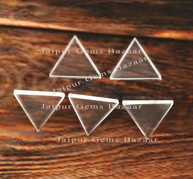 Crystal Quartz Triangle Shape Flat Gemstone For Jewelry Making, Crystal Quartz Pendant, Earrings Making Flat Cabochons 5pcs set, Gifts