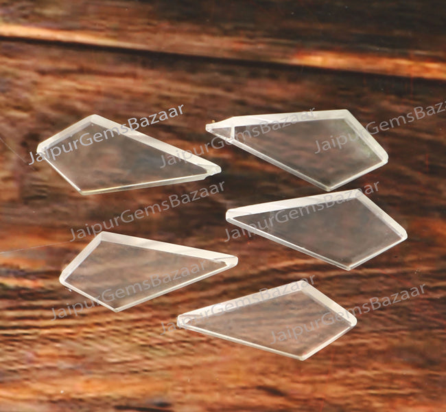 5pcs, Natural Crystal Quartz Fancy Kite Shape 12x16mm Both Sides Flat Cabochon Gemstone For Jewelry, Clear Crystal Quartz Pendant, Ring