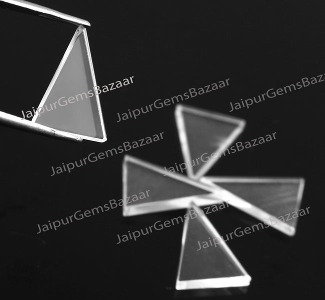 5pcs, Natural Crystal Quartz Triangle Shape Both Sides Flat Cabochon Gemstone For Jewelry, Clear Quartz Pendant, Rings, Gift for Her
