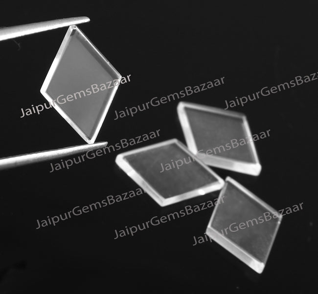 5pcs, Natural Crystal Quartz Diamond Shape Flat Gemstone, Both Sides Flat Cabochon Gemstone For Jewelry, Clear Quartz Pendant,