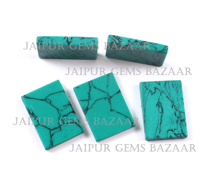 2 Pcs set, Synthetic Turquoise Rectangle Shape Flat Cabochon Gemstone, Both Side Flat Synthetic Turquoise Gemstone For Jewelry Making, Gifts
