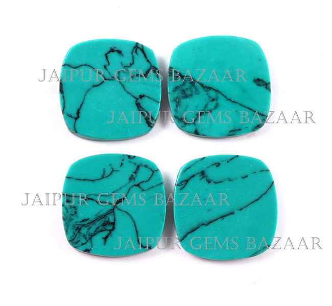 2 pcs Synthetic Turquoise Cushion Shape Flat Gemstone For DIY Jewelry Making, December Birthstone, Both Side Flat Turquoise Gemstone, Gifts