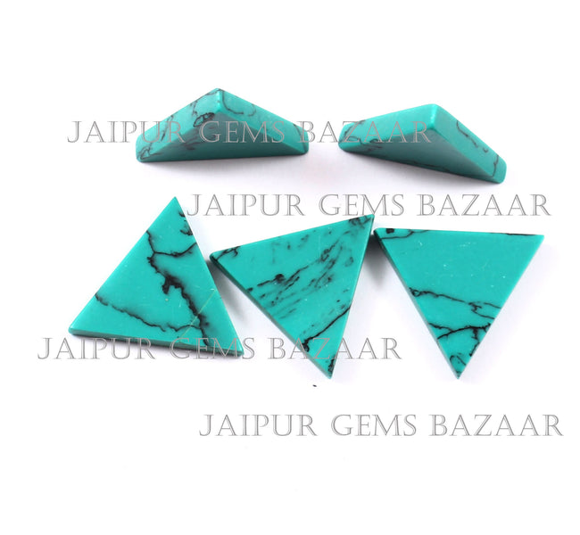 2 Pcs Synthetic Turquoise Triangle Shape Flat Cabochon Gemstone, Both Side Flat Turquoise Gemstone for Jewelry Making, December Birthstone