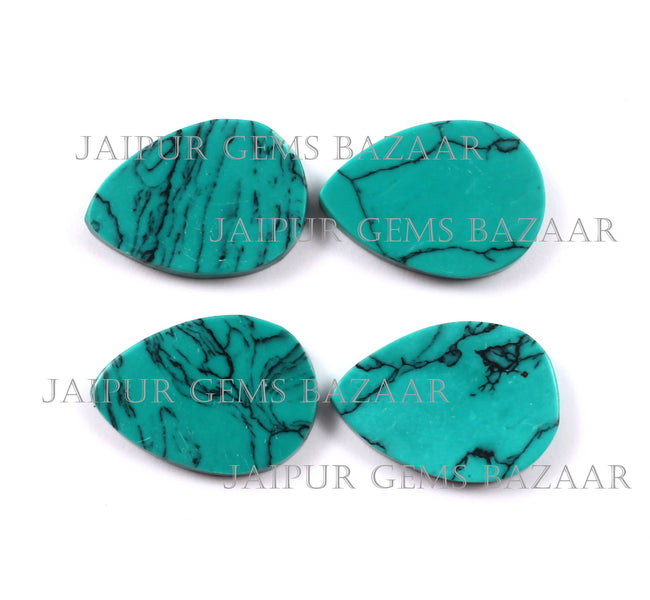 2 Pcs set, Synthetic Turquoise Pear Shape Flat Cabochon Turquoise Gemstone, Flat Pear shape Turquoise Gemstone For Jewelry Making All sizes
