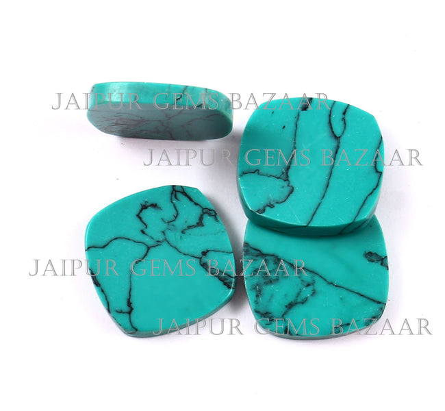 2 pcs Synthetic Turquoise Cushion Shape Flat Gemstone For DIY Jewelry Making, December Birthstone, Both Side Flat Turquoise Gemstone, Gifts