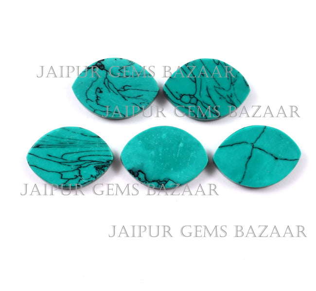 2 Pcs Synthetic Turquoise Marquise Shape Flat Cabochons Gemstone For Jewelry, Synthetic Turquoise Pendant, Rings Making, December Birthstone