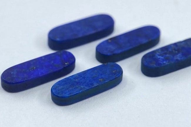 5 Pcs Flat Natural Blue Lapis Lazuli Long Oval Shape Flat Gemstone, Blue Lapis Lazuli Long Oval Shape Flat All Sizes Available, Gift for her