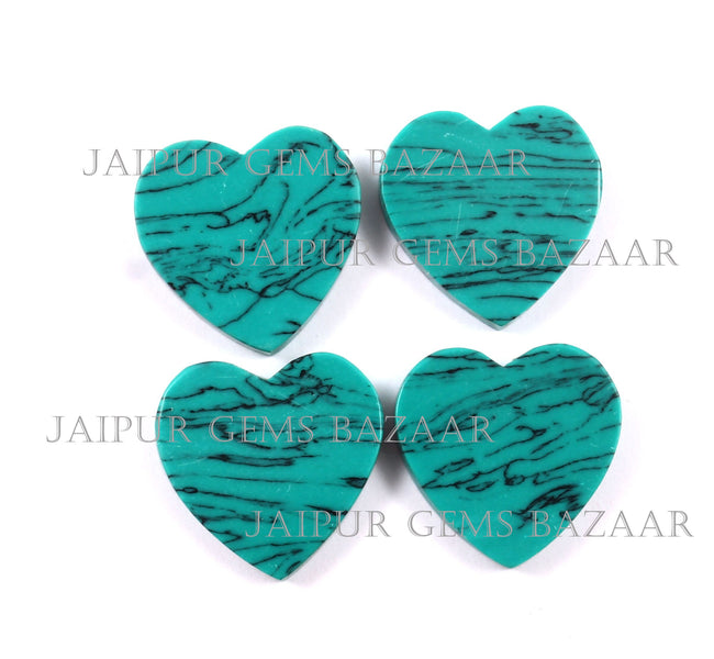 1 Pc Synthetic Turquoise Heart Shape Flat Cabochon Gemstone, Both Side Flat Turquoise Gemstone for Jewelry Making, December Birthstone