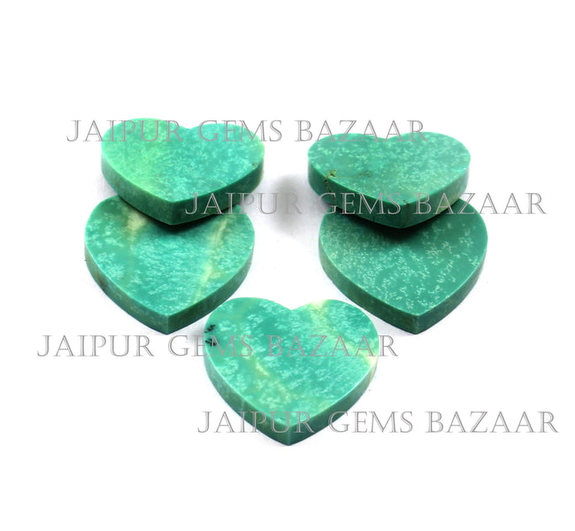 2 Pcs Natural Turquoise Heart Shape Flat Cabochon Gemstone, Both Side Flat Turquoise Gemstone for Jewelry Making, December Birthstone