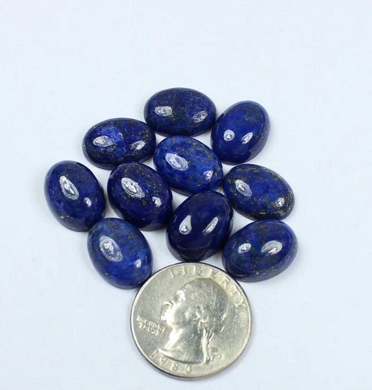 2 pcs set Natural Lapis Lazuli Oval Shape Cabochon Gemstone For Jewelry Making, Natural Lapis Lazuli Pendant, Earring Making Beads