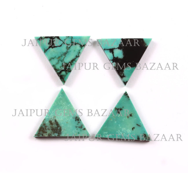 2 Pcs Natural Turquoise Triangle Shape Flat Cabochon Gemstone, Both Side Flat Turquoise Gemstone for Jewelry Making, December Birthstone