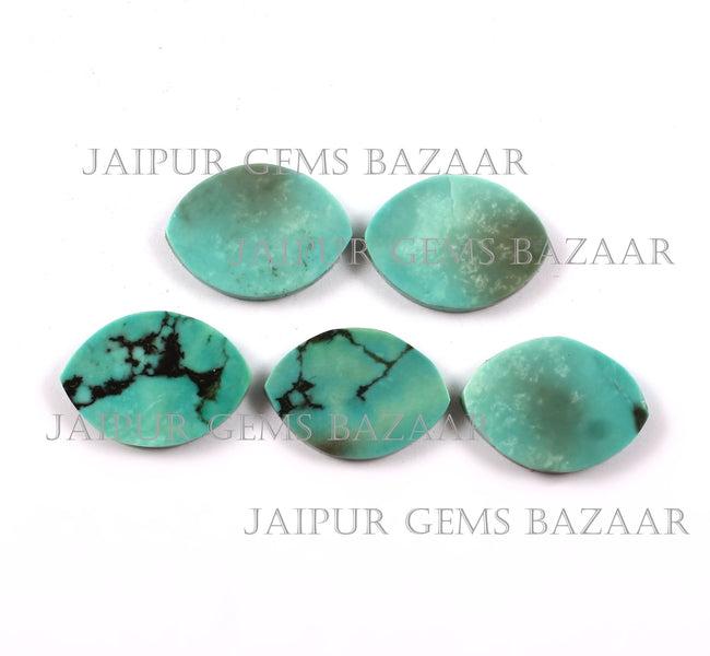2 Pcs Natural Turquoise Marquise Shape Flat Cabochons Gemstone For Jewelry, Natural Turquoise Pendant, Rings Making, December Birthstone
