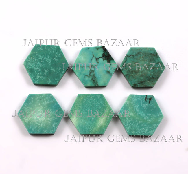 2 Pcs Natural Turquoise Hexagon Shape Flat Cabochon Gemstone, High Quality Natural Turquoise Both Side Flat Gemstone, December Birthstone