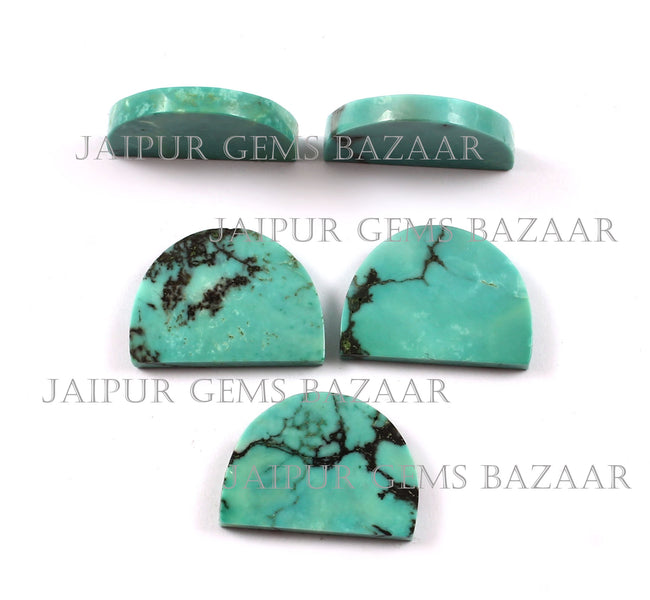 2 Pcs Natural Turquoise Half-Moon Shape Flat Cabochon Gemstone, High Quality Natural Turquoise Both Side Flat Gemstone, December Birthstone