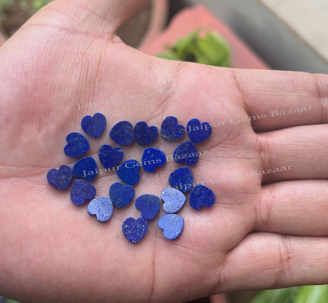 5 pcs Set Flat Natural Blue Lapis Lazuli Heart Shape Gemstone, Blue Lapis Lazuli Heart Shape Flat All Sizes Available, September Birthstone