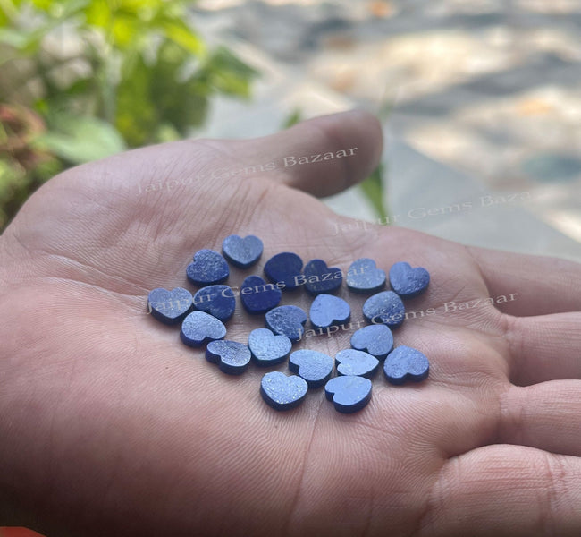 5 pcs Set Flat Natural Blue Lapis Lazuli Heart Shape Gemstone, Blue Lapis Lazuli Heart Shape Flat All Sizes Available, September Birthstone