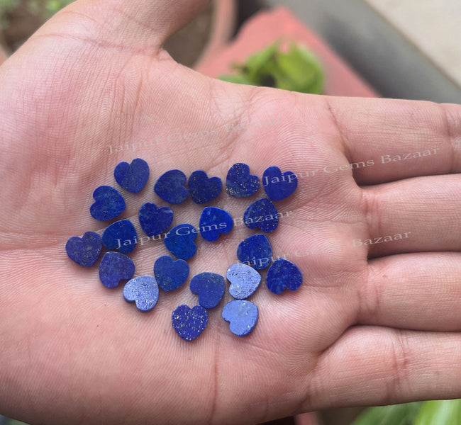 1 pc Set Flat Natural Blue Lapis Lazuli Heart Shape Gemstone, Blue Lapis Lazuli Heart Shape Flat All Sizes Available, September Birthstone