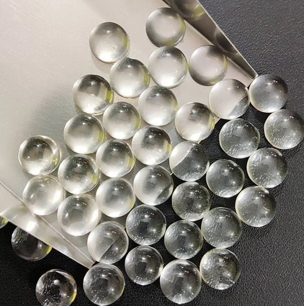 Natural Crystal Clear Quartz Round Shape Flat Back Cabochon Gemstone for Jewelry Making, High Quality Crystal Quartz, April Birthstone,2 Pcs