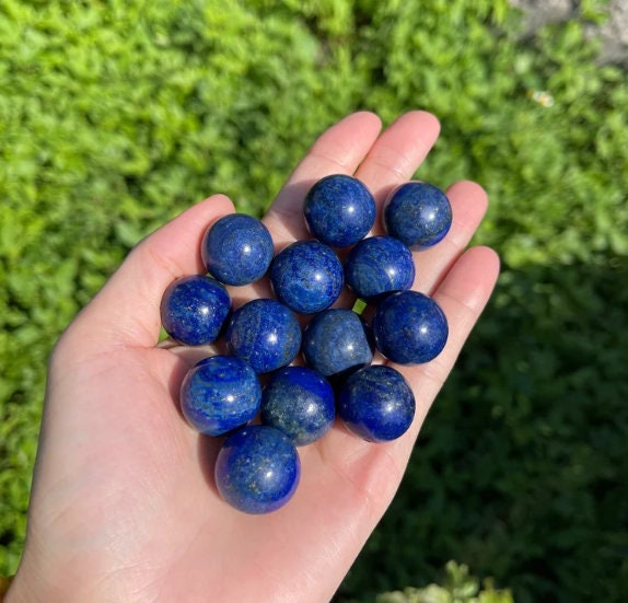 Mini Lapis Lazuli Sphere, Afghani Lapis Lazuli Round Ball Beads Gemstone, Pocket Stone, Birthstone Jewelry, Lapis Bracelet, Necklace,Pendant