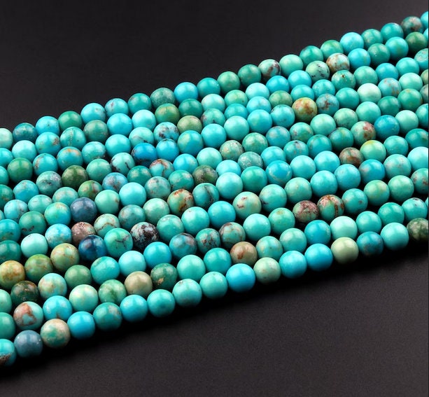 Natural Turquoise Round Smooth Beads Gemstone for Jewelry like Bracelet, Necklace, 3mm to 8mm NaturalTurquoise Gemstone 1 Strand 15"