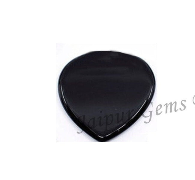 1 Pc Black Onyx Heart Shape Flat Cabochon Gemstone, Flat Black Onyx Gemstone For Jewelry Making, July Birthstone, All Sizes Available