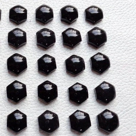 1 Pc Black Onyx Hexagon Shape Flat Cabochon Gemstone, Cabochon Gemstone, Flat Natural Black Onyx Gemstone For Jewelry Making All Sizes
